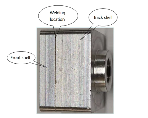 Aluminum front and rear shell components of a vehicle-mounted camera before laser welding Aluminum front and rear shell components of a vehicle-mounted camera before laser welding